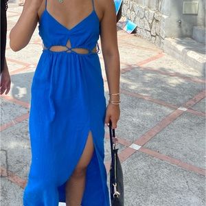 Cut out linen blend dress